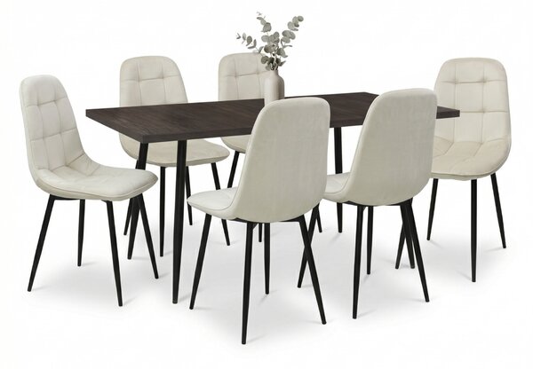 Set masă extensibilă Lisabona Wenge cu 6 Scaune Gya Crem