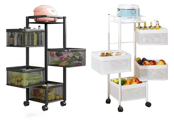 Carucior Cu Rafturi Rotative Spinrack™ - 4 Niveluri, Negru