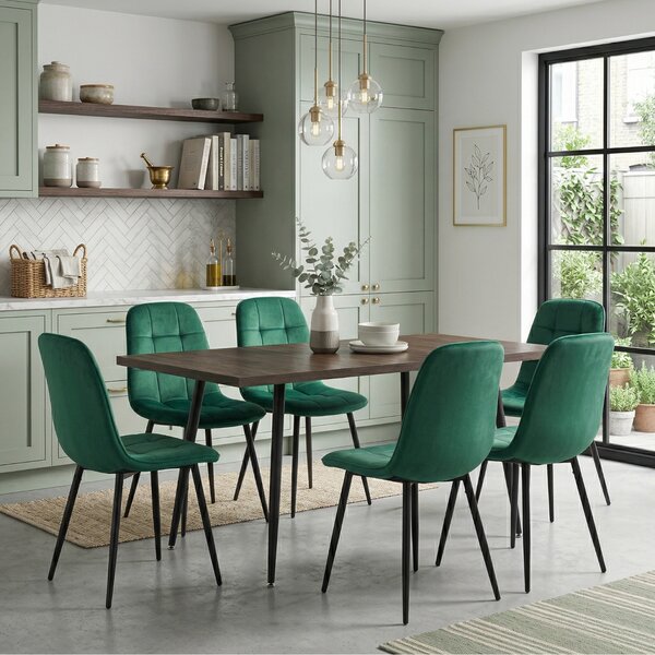 Set masă extensibilă Lisabona Wenge cu 6 Scaune Gya Verde