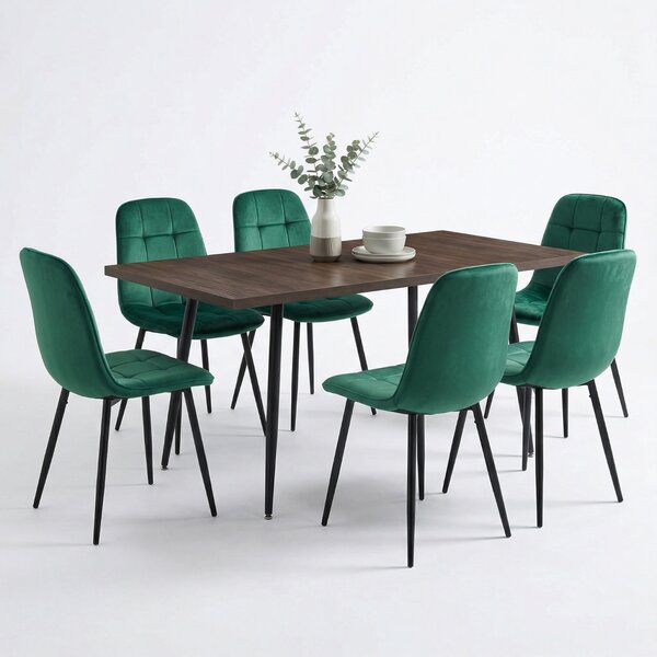 Set masă extensibilă Lisabona Wenge cu 6 Scaune Gya Verde