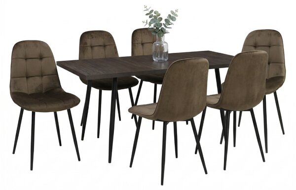 Set masă extensibilă Lisabona Wenge cu 6 Scaune Gya Maro