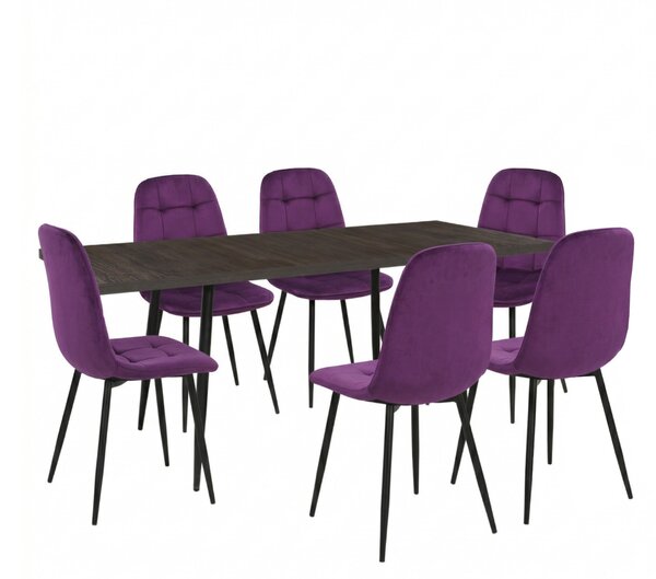 Set masă extensibilă Lisabona Wenge cu 6 Scaune Gya Mov