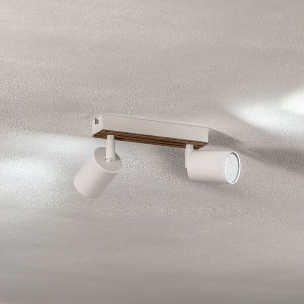 Envostar Tino Radiator de tavan 2 becuri alb/lemn, reglabil, Alb, Camera de zi / sufragerie, Metal
