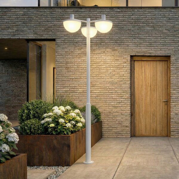 Lucande Lampa de exterior cu LED Toras, gri deschis, 3 becuri, CCT dimabilă, reglabil, Gri, Aluminiu, Modern