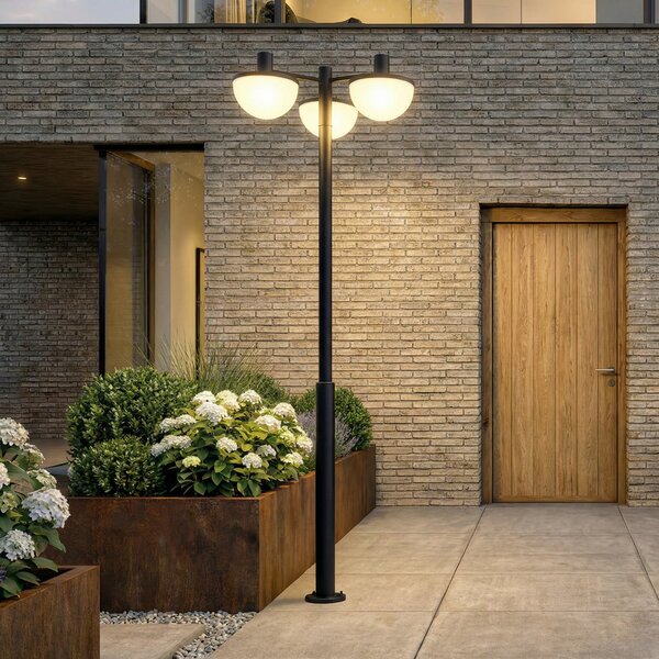 Lucande Lampă de exterior cu LED Toras, negru, 3 becuri, dimabilă în ceea ce, reglabil, Negru, Aluminiu, Modern