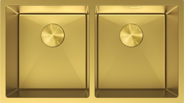 Chiuvetă Mexen Binox din oțel inoxidabil cu 2 compartimente, 800 x 450 mm, auriu periat, 6421802000-55