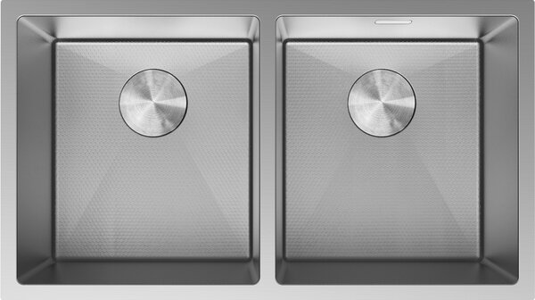 Chiuvetă Mexen Binox din oțel inoxidabil cu 2 compartimente, 800 x 450 mm, oțel periat, model fagure, 6421802000-01HC