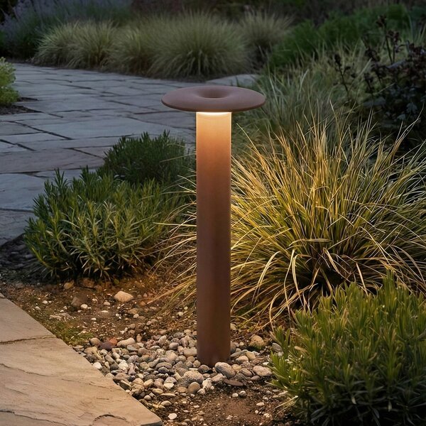 Lucande Bornă luminoasă LED Haloa, maro/ruginiu, înălțime 50 cm, IP54, Maro / Rugină, Aluminiu, Modern