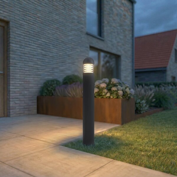 Lucande Bornă luminoasă LED pentru iluminat exterior Skagena, antracit,, Negru, Aluminiu, Modern