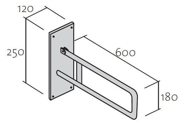 Cersanit Etiuda, balustrada mobila pentru perete, 60cm, crom, K97-034