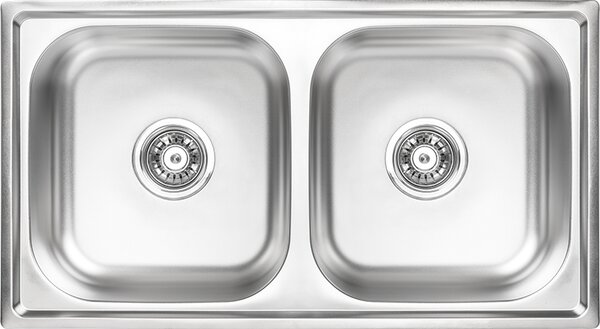 Kuchinox STANDARD, chiuvetă de bucătărie din oțel cu 2 compartimente 780x430x170 mm, SKS_020T
