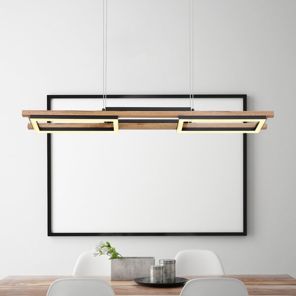 Globo Lampă pendul LED Illa design de lemn, Lemn, Camera de zi / sufragerie, Metal, Modern