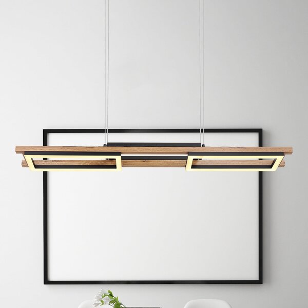 Globo Lampă pendul LED Illa design de lemn, Lemn, Camera de zi / sufragerie, Metal, Modern