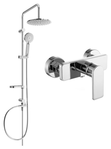 Set de duș Mexen Carl cu duș cu efect de ploaie și robinet de duș Cetus, crom, 744340240-00