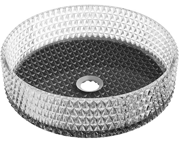 Mexen Aura, lavoar de blat din sticlă 39 × 39 cm, transparent / negru, 24013971