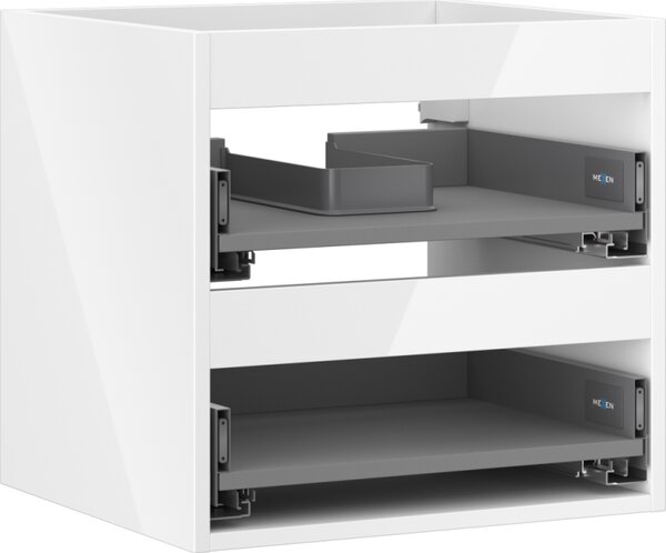 Mexen Box-A, dulap suspendat 50 cm, 2 sertare, alb lucios, 91AX0-0500-470-2-00