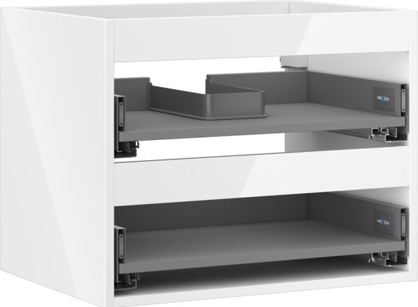 Mexen Box-A, dulap suspendat 60 cm, 2 sertare, alb lucios, 91AX0-0600-470-2-00