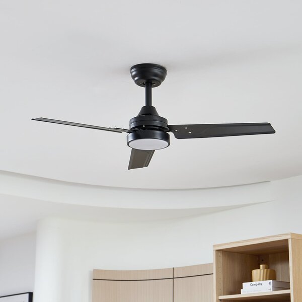 Ventilator de tavan cu LED Aerallo, negru, CCT, silențios - Lindby Lindby, Aerallo, Negru, Camera de zi, Metal, Modern