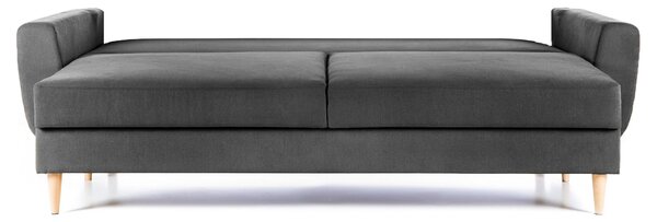 Canapea Extensibilă 3 locuri HELSINKI, cu ladă de depozitare, 227x90x90 cm, Gri-Inchis-Enjoy