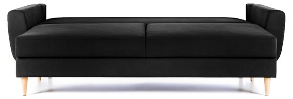 Canapea Extensibilă 3 locuri HELSINKI, cu ladă de depozitare, 227x90x90 cm, Negru-Enjoy