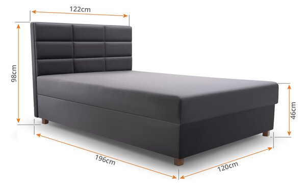 Pat de o persoană 120 cm Picasso II (Gri) (cu sp. depozitare și saltea) . Promo -13%. 1071512