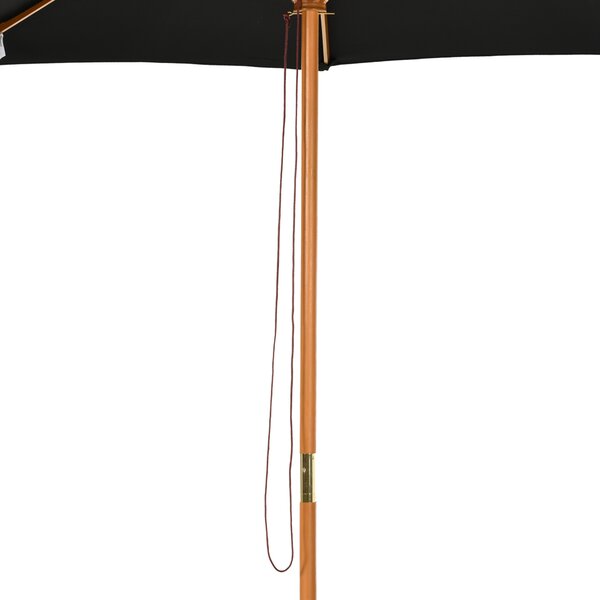 Outsunny Umbrelă de Grădină 3 m cu Stâlp din Lemn, 8 Spițe și Acoperire din Poliester, Neagră | Aosom Romania
