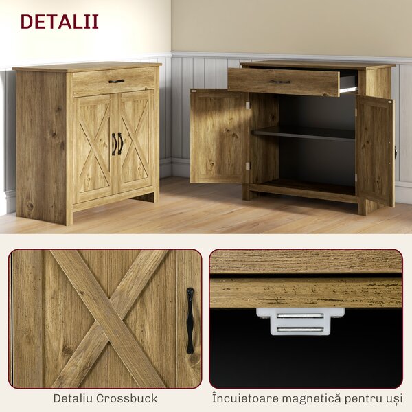 Homcom Bufet Bucatarie – Stil Country, Spatiu Depozitare Rustic | Aosom Romania