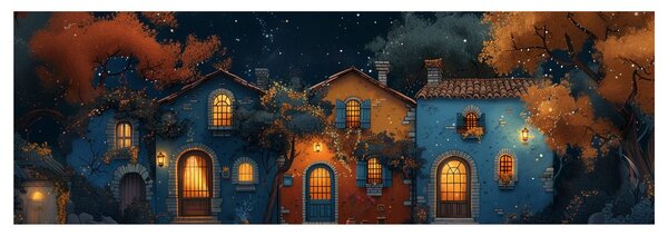 Tablou liniște festivă în sat pitoresc