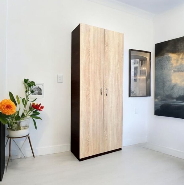 Dulap Wenge Sonoma 2 usi, 4 polite, 197x80x40 cm, Pal 18 mm