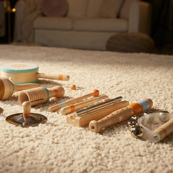 AIYAPLAY Instrumente Muzicale pentru Copii, Jucării Muzicale Montessori din Lemn pentru Copii 3+, Set de Percuție cu Tamburină și Maracas, Cadou pentru Fete și Băieți | Aosom Romania