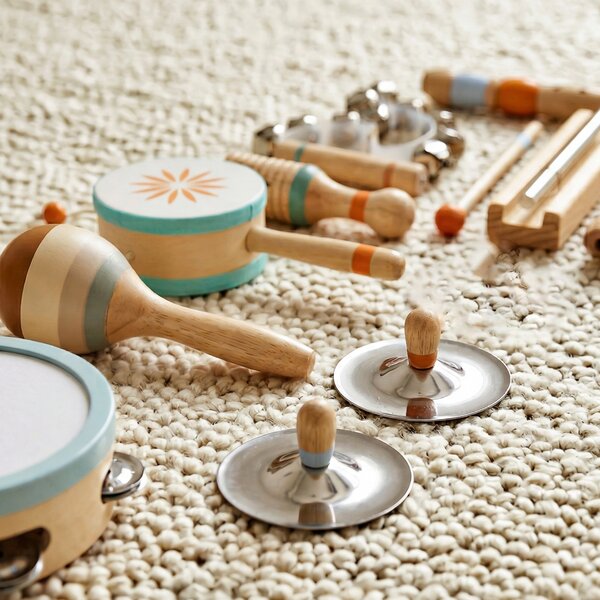 AIYAPLAY Instrumente Muzicale pentru Copii, Jucării Muzicale Montessori din Lemn pentru Copii 3+, Set de Percuție cu Tamburină și Maracas, Cadou pentru Fete și Băieți | Aosom Romania