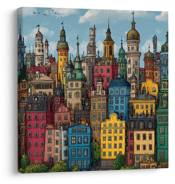 Tablou case colorate din orașul vechi