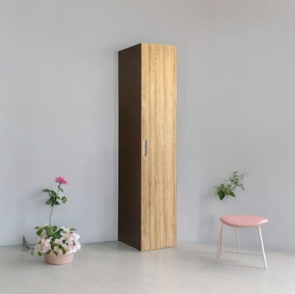Dulap tip Soldat, 197x45x50 cm, 4 polite, Wenge Stejar Sonoma, Pal 18 mm