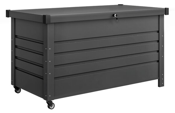 Outsunny Ladă 430L, Recipient Metalic cu Capac Blocabil, Roți, Mânere Laterale, Gri | Aosom Romania