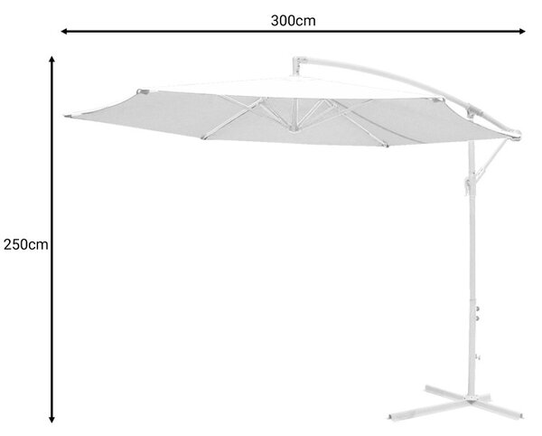 Umbrela de gradina, Model Jiopel, culoare alb si bej, aluminiu si textil, D300 cm