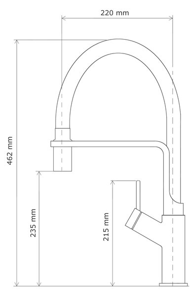 Gamma Venice, baterie înaltă pentru chiuvetă cu braț elastic, negru-auriu mat, GMA-BVK-BGD