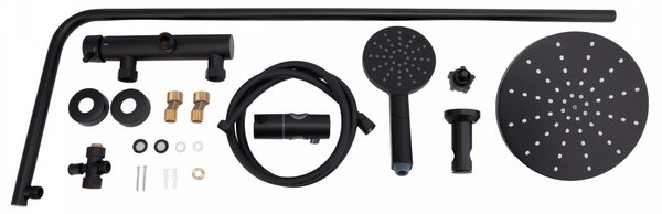 Erga Dubai, set de duș cu baterie și cap de duș 23 cm, negru mat, ERG-YKA-BP.DUBAJ23-BLK