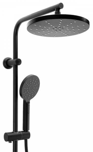 Erga Dubai, set de duș cu baterie și cap de duș 23 cm, negru mat, ERG-YKA-BP.DUBAJ23-BLK