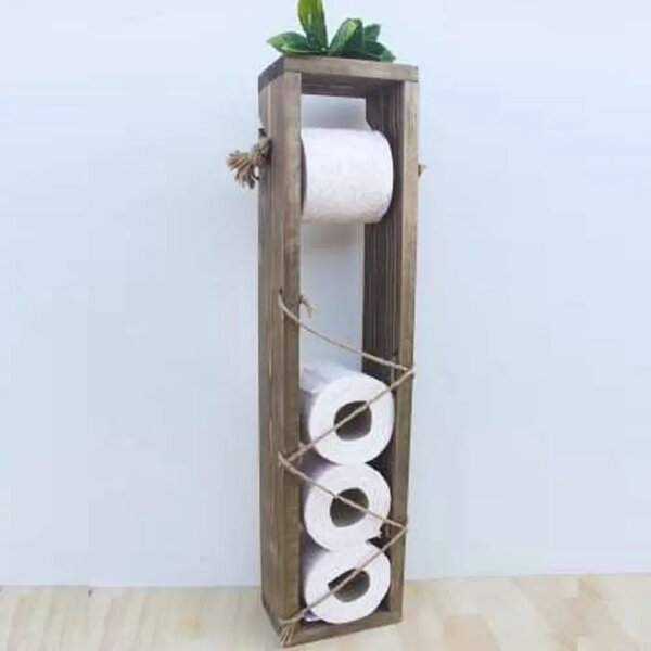 Stand suport toaleta,seria wood Homs, 55x10x10 cm, lemn natur,700015