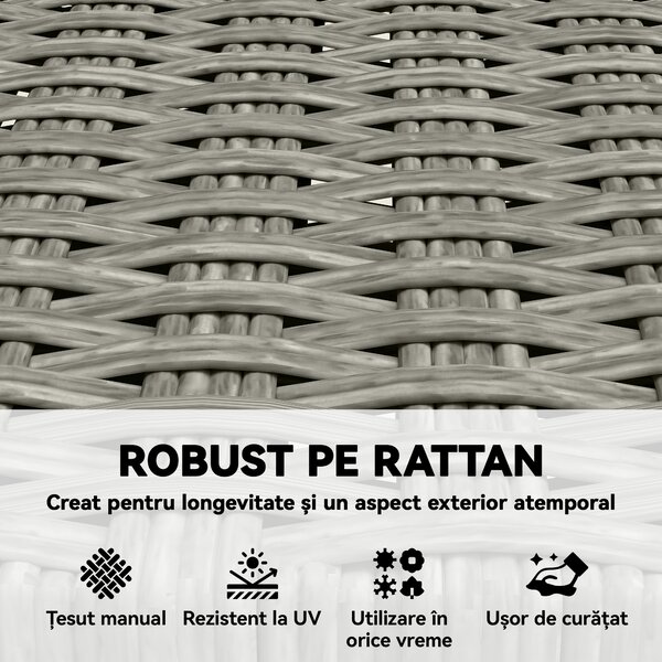 Outsunny Set de 2 Scaune de Grădină din Ratan PE, Scaune Pliabile de Exterior, Structură din Lemn de Salcâm, pentru Balcon, Terasă, Suport până la 160 kg, Gri | Aosom Romania