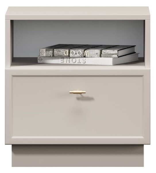 Noptieră cu sertar Lorini 45 cm - cașmir / mânere aurii T-bar