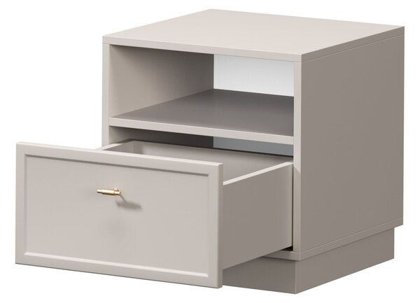 Noptieră cu sertar Lorini 45 cm - cașmir / mânere aurii T-bar