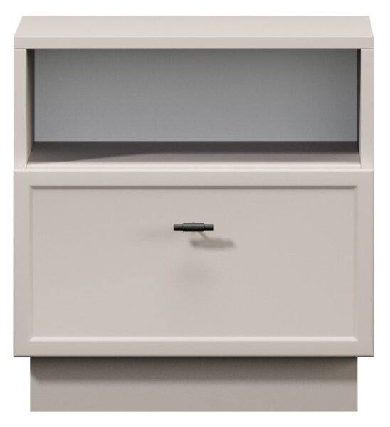 Noptieră cu sertar Lorini 45 cm - cașmir / mâner negru T-bar