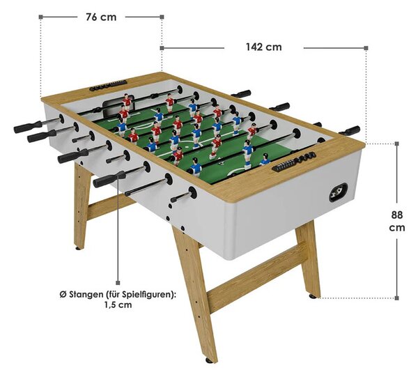 Juskys Fotbal de masă 142x76x88 cm - natural/alb