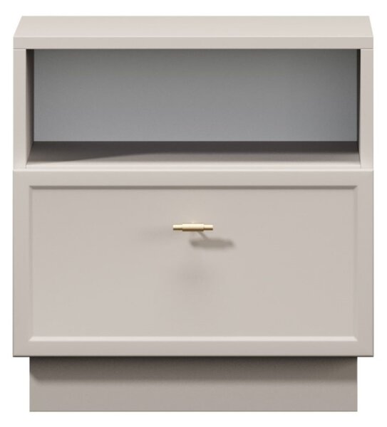 Noptieră cu sertar Lorini 45 cm - cașmir / mânere aurii T-bar