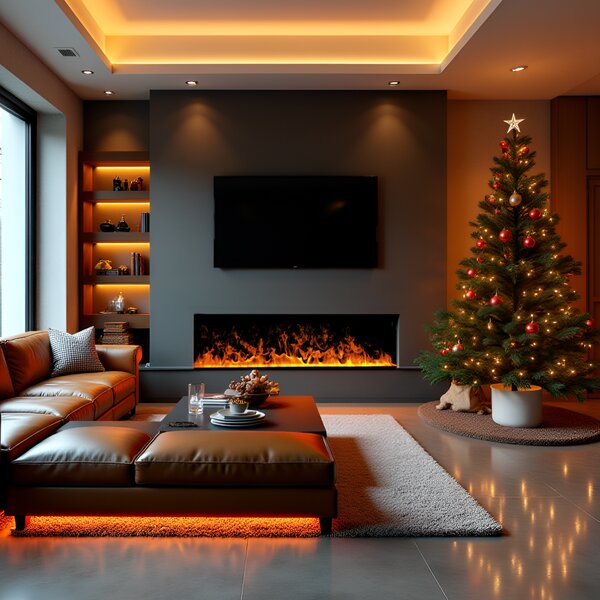 Focar semineu electric incorporabil 3D cu vapori de apa incorporabil, Led, cu sunet, 8 culori, Wi-Fi cu APP internet, ElectricSun MISTique mic 60 cm