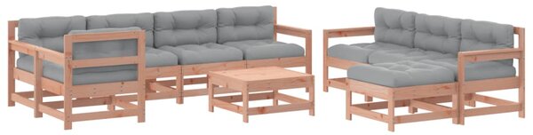 Set mobilier de grădină cu perne, 10 piese, lemn masiv douglas