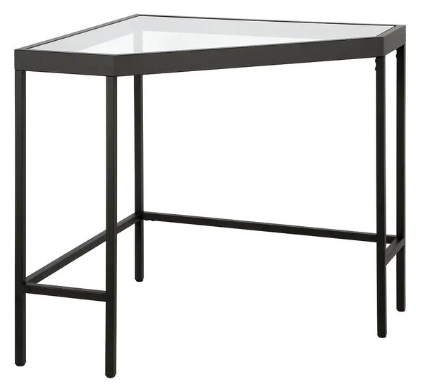 Masa birou colt Corner,sticla,Homs, 100 x 75 x 75 cm, negru