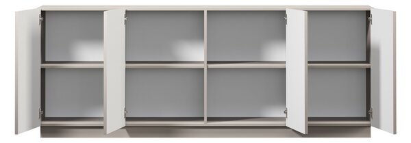 Comodă cu patru uși Lorini 200 cm - cașmir / mânere negre T-bar