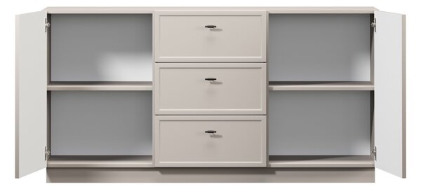 Comodă cu sertare Lorini 150 cm - cashmere / mânere negre T-bar